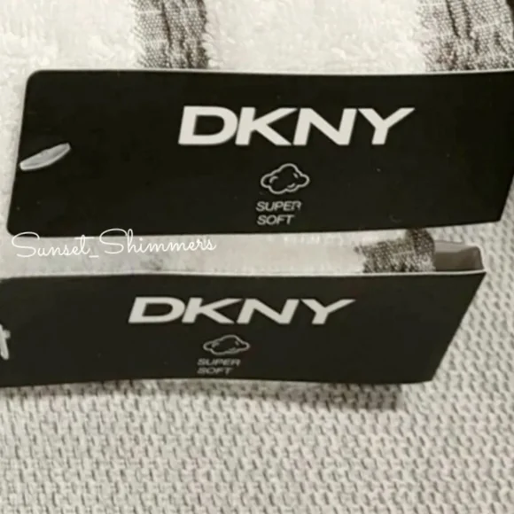 DKNY 6Pc 2 Bath 2 Hand 2 Tip Gray & White Striped 100% Cotton Towel Set New - Picture 4 of 6